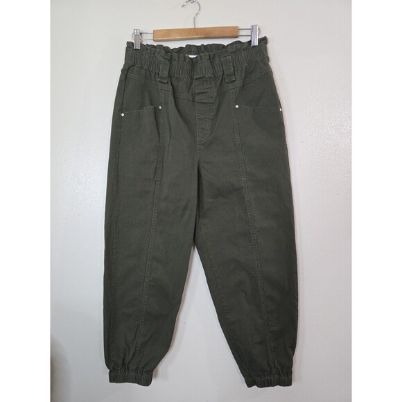 Paper Baggy Jogger Pants Green Womens Size 31 Pull On - Picture 1 of 9